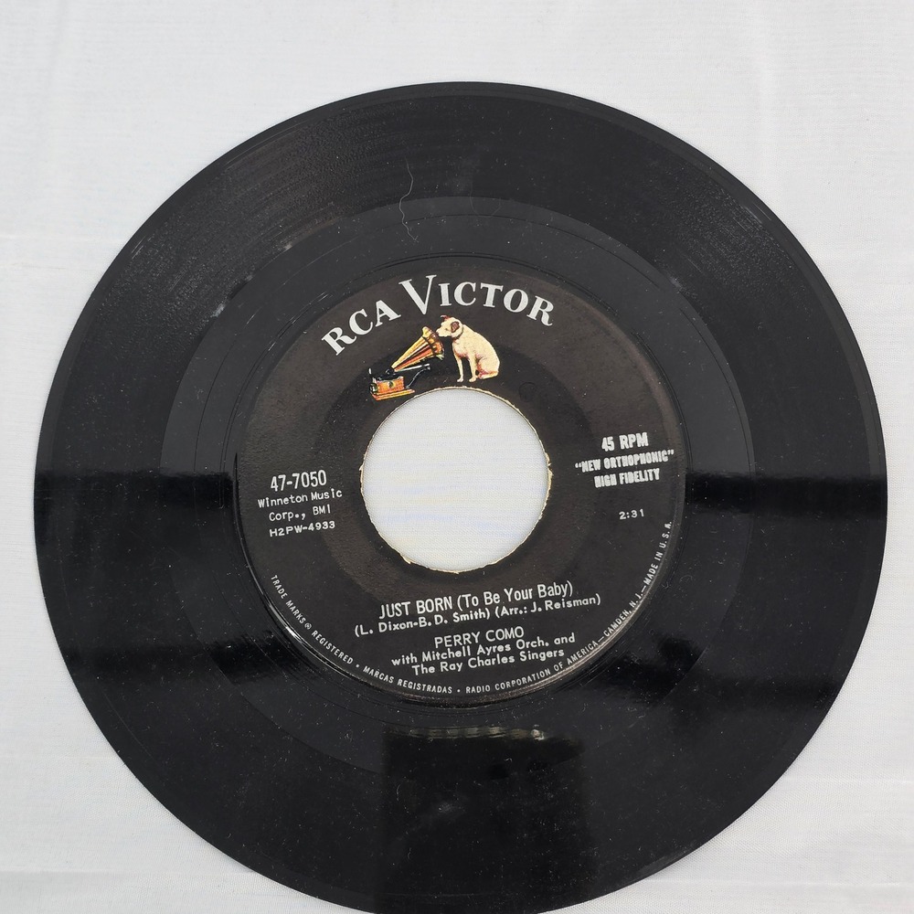 Perry Como Just‎ Born Ivy Rose 45 RPM Vinyl Record RCA Victor 47-7050 7 Inch